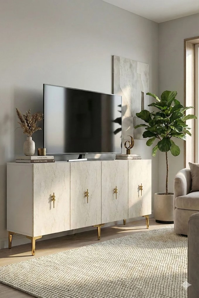 Salkım 150 - White, Gold, Travertine
