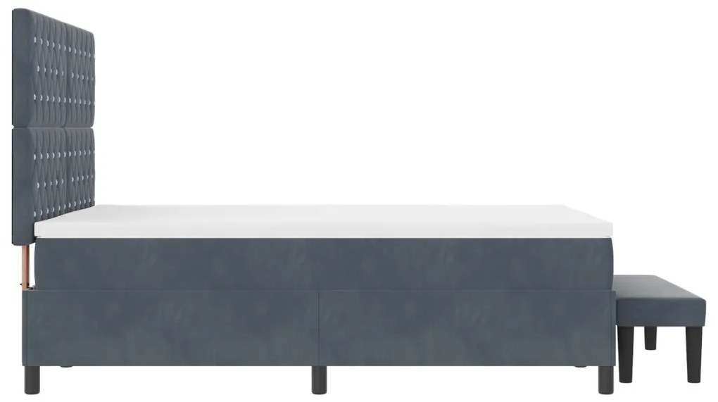 Box Spring Ágy Matraccal és Pad Sötét Szürke 160x200 cm Bársony