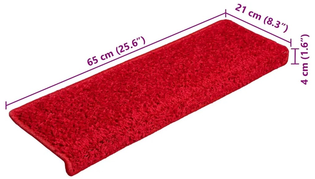 20 db piros lépcsőszőnyeg 65 x 21 x 4 cm