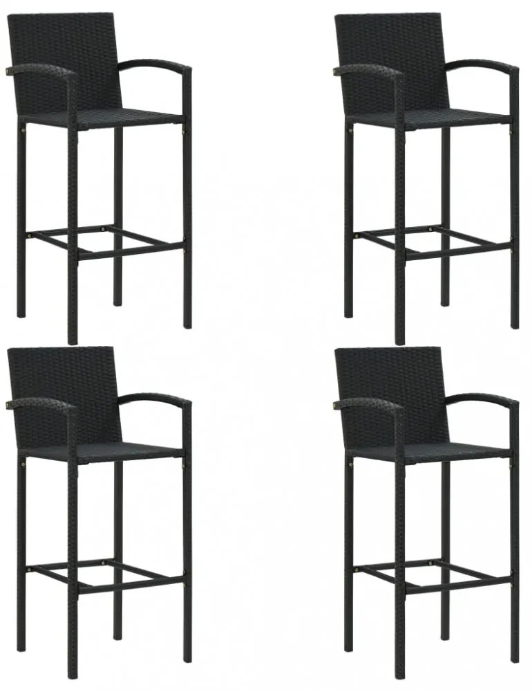 5 részes fekete polyrattan kerti bárszett