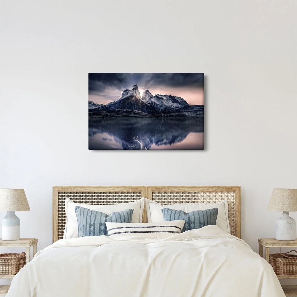 Tó és hegy képe (90x60 cm)