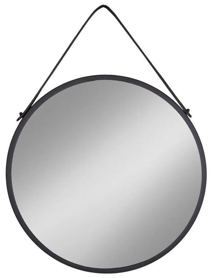 Trapani tükör acél/műbőr, fekete, ø60 cm
