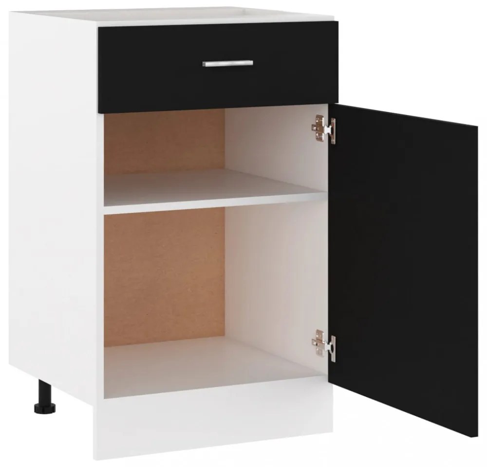 “Lyon” fekete szerelt fa fiókos alsószekrény 50 x 46 x 81,5 cm