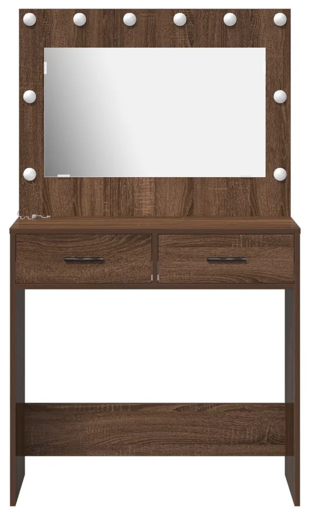 Sminktükör LED Világítással Barna Tölgy 78,5x41x135 cm
