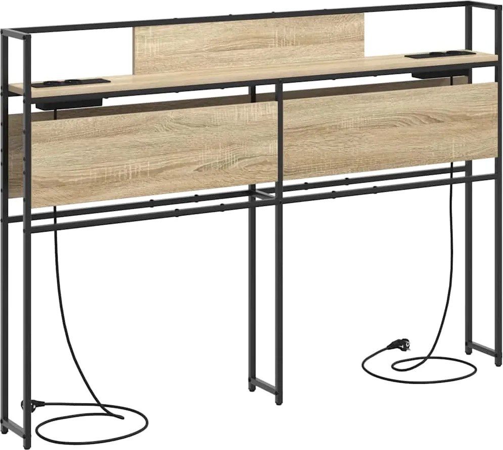 vidaXL Tároló fejtámla polcokkal tárolóval sonoma tölgy 150 cm Faanyag