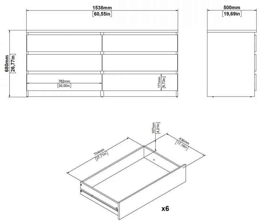 Simplicity II komód 154 x 50 x 70 cm, fehér