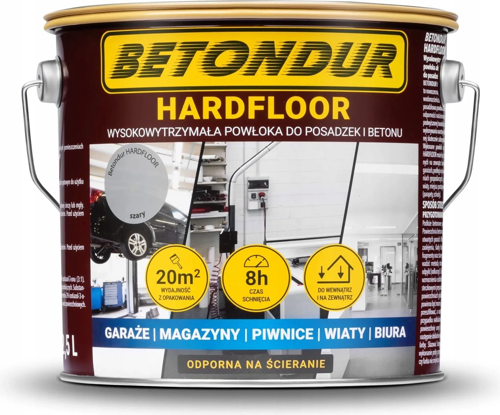 Hardfloor Betondur festék padlókhoz és betonhoz 2,5L tartós bevonat szürke