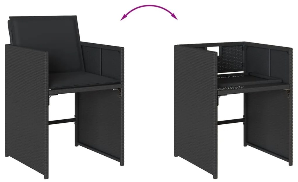 vidaXL 17 részes fekete polyrattan kerti étkezőgarnitúra párnákkal