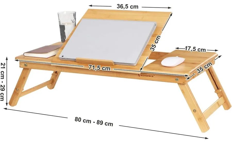 Bambusz laptop asztal, összecsukható reggeliző tálca