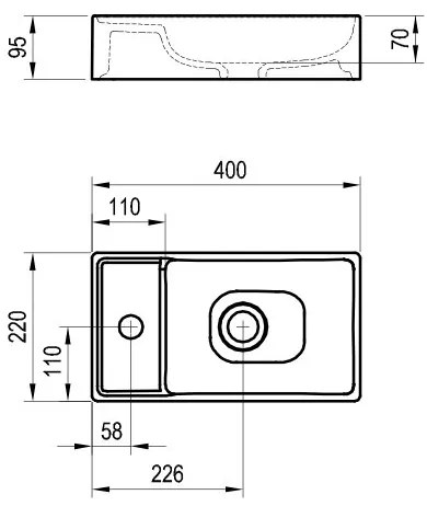 Ravak XJX01240000 - Ráépíthető mosdó VEDA SLIM 40x22 cm kerámia/fehér