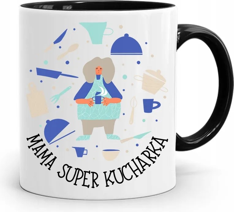 Fekete Bögre Ajándék Anyukáknak Szuper Szakácsnőknek fényképes nyomattal