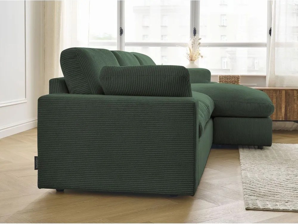 Zöld kordbársony sarokkanapé Belair – Bobochic Paris