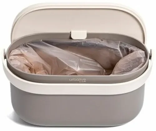 Plastia Bio-hulladékgyűjtő konténer kerettel észsákokkal, taupe, 3,1 l