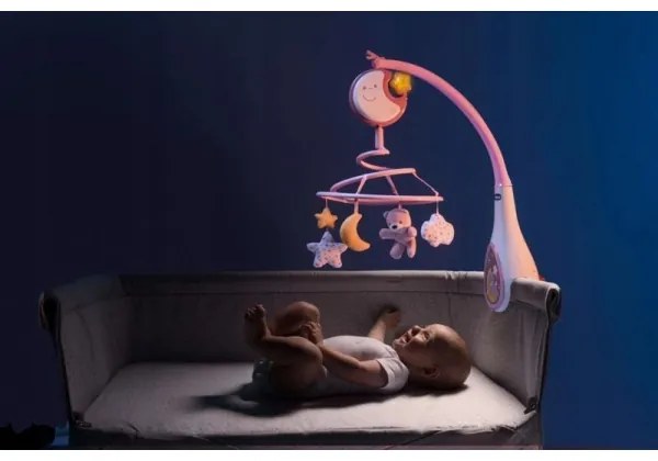Chicco - Kiságyó forgó dallammal 3in1 NEXT2DREAMS 3xAA rózsaszín