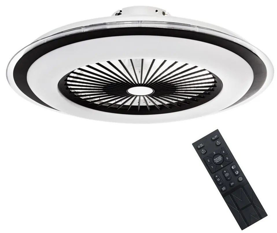 Brilagi - LED Dimmelhető lámpa ventilátorral RONDA LED/48W/230V fekete + távirányító