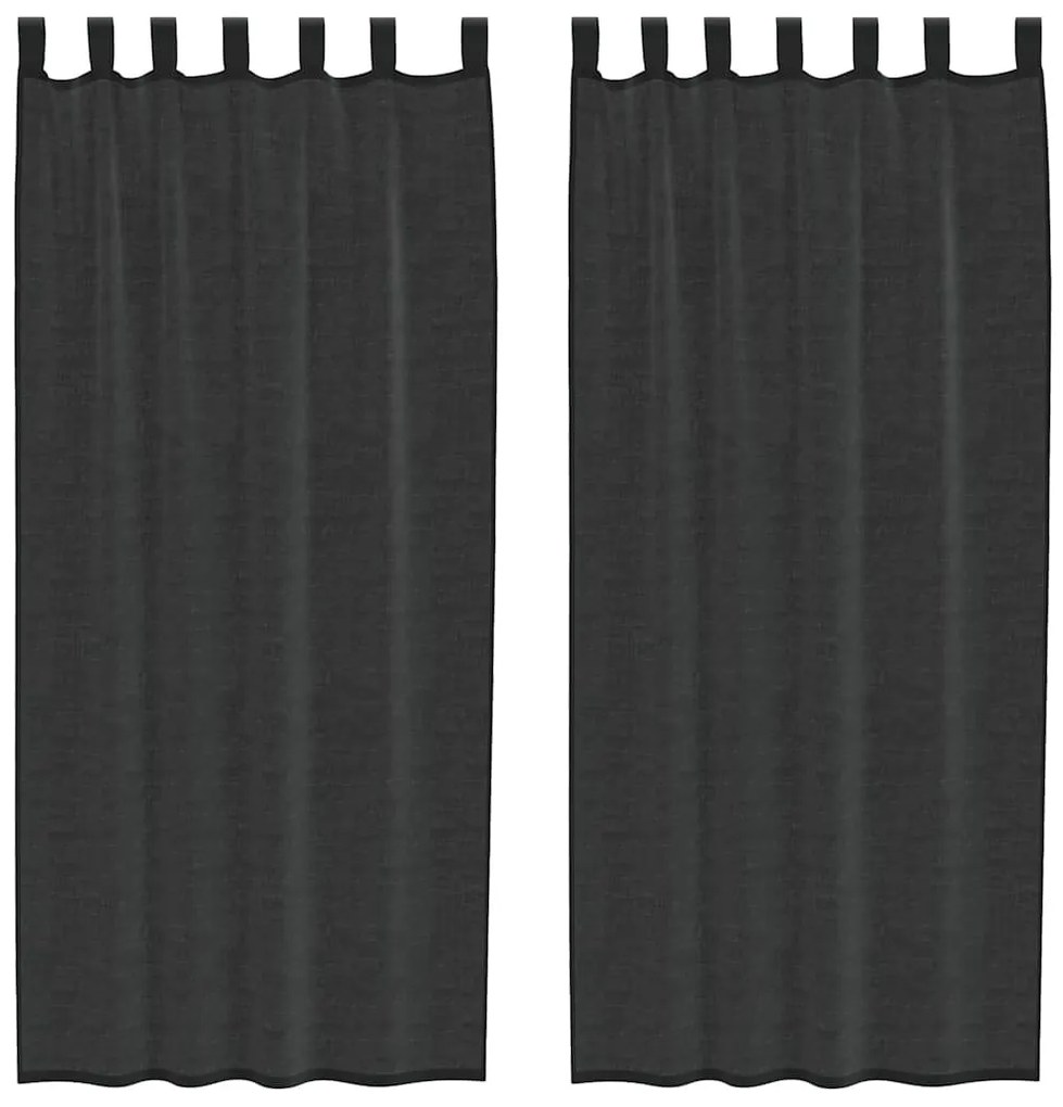 vidaXL 2 db fekete fátyolfüggönyök fülecske tetejével 140x260 cm