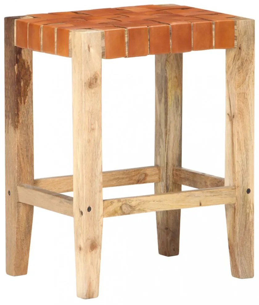 2 db barna valódi bőr bárszék 60 cm