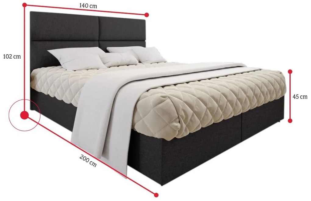 COMIC kárpitozott boxspring ágy, 160x200, matt velvet 08 + topper
