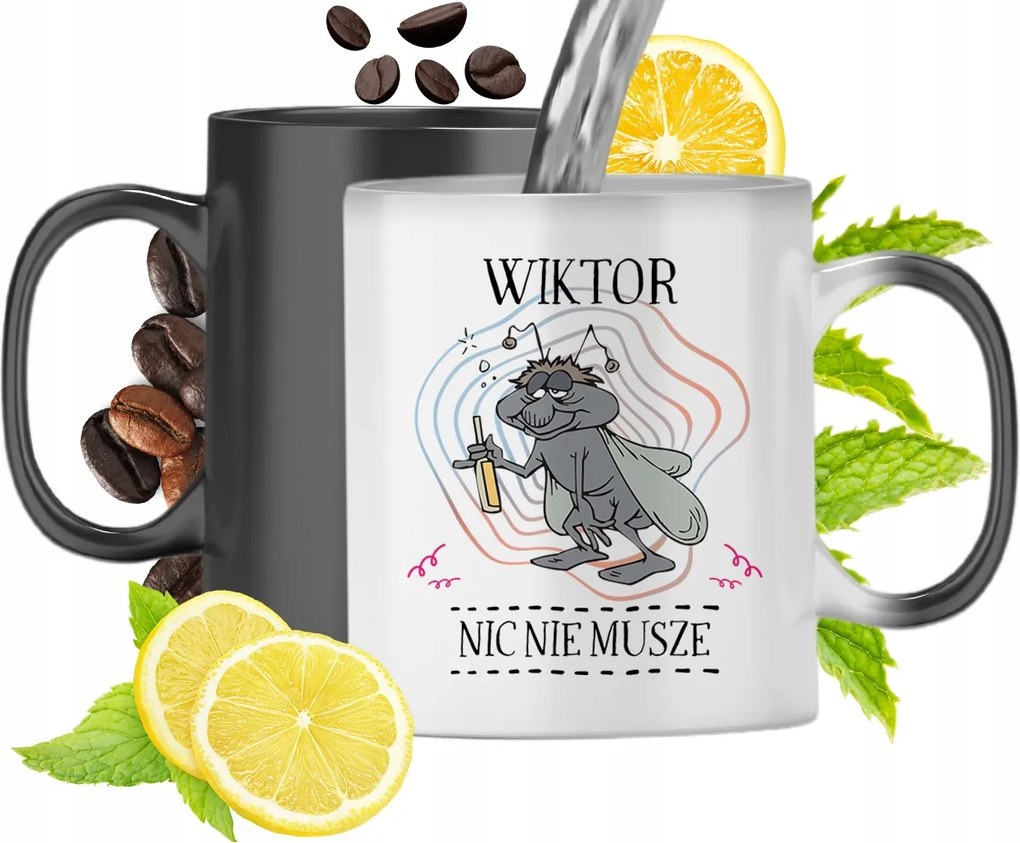 Varázsbögre Viktornak Fekete matt nyomott mintával 330ml