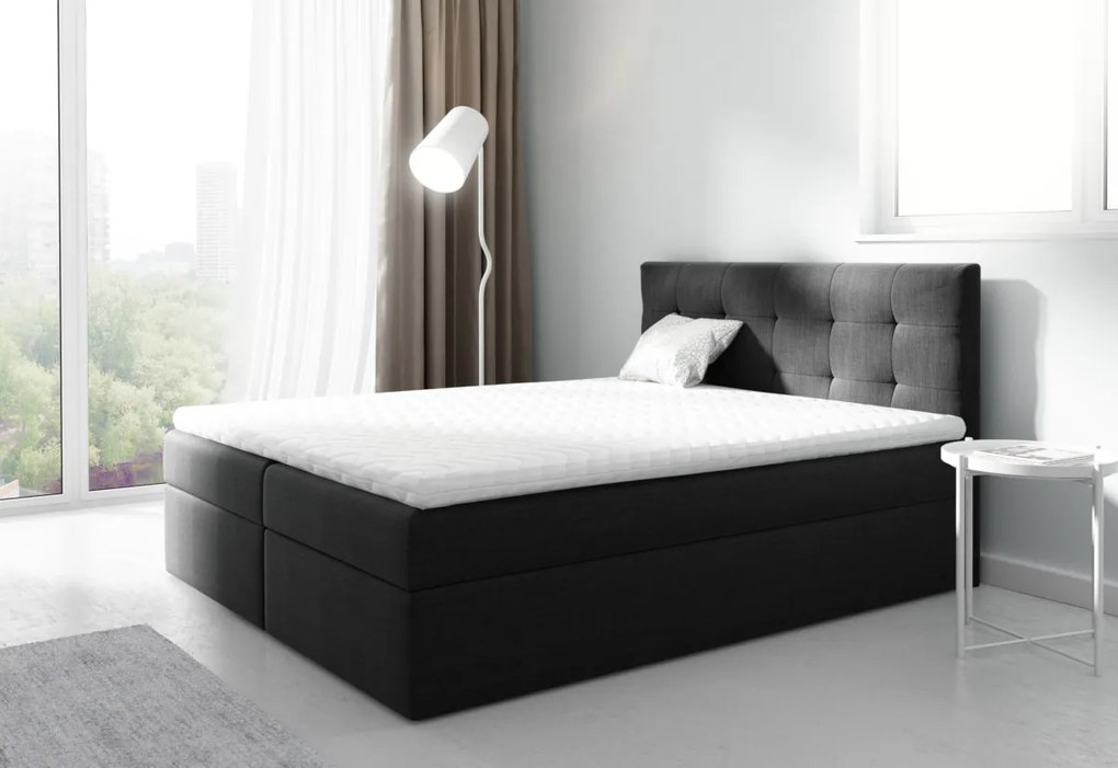 ISLA boxspring kárpitozott ágy, 140x200, inari 100
