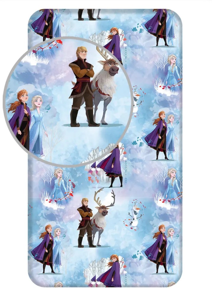 Disney Jégvarázs Blue Winter gumis lepedő 90x200 cm