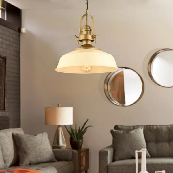 MONZA kábeles függőlámpa 1xE27/40W/230V, átm. 35 cm, krémszínű/bronzszínű