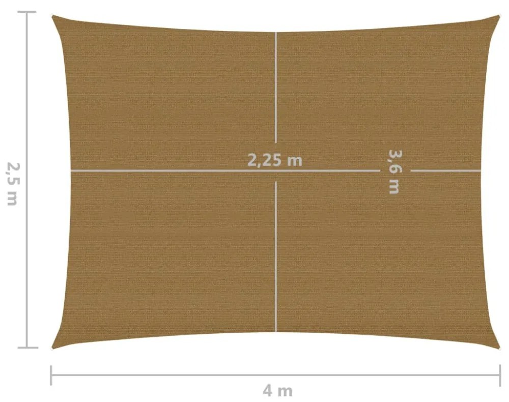 tópszínű HDPE napvitorla 160 g/m² 2,5 x 4 m