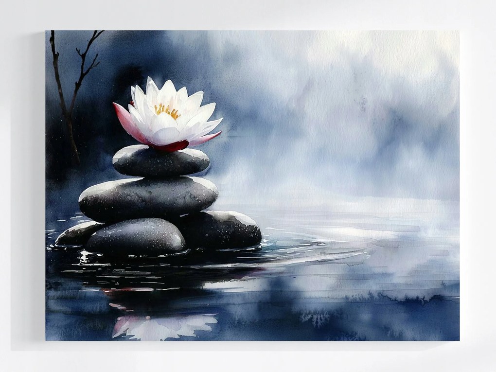 Vászonkép Canvas Lótusz Virág Kert Kövek Harmónia Zen 100x75