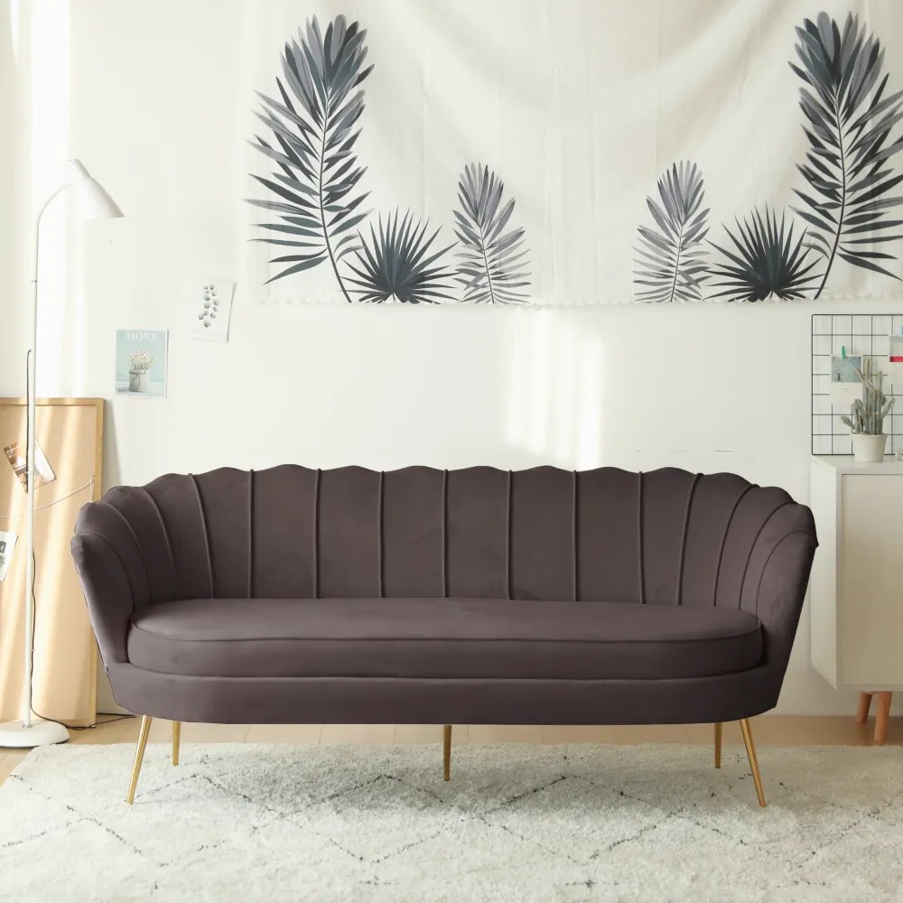 Luxus kanapé, 3 személyes, szürkésbarna Velvet szövet/arany, Art-deco, NOBLEO TYP 2