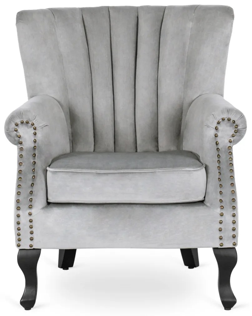 Chesterfield Fotel Szürke Bársony Kárpittal. MALLO