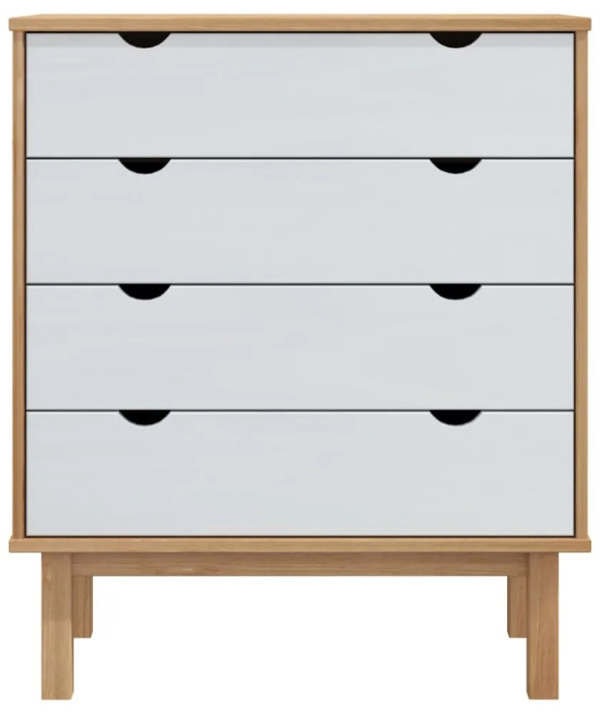 OTTA barna-fehér tömör fenyőfa fiókos szekrény 76,5x39,5x90 cm
