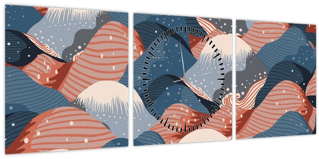 Kép - Japán hullámok (órával) (90x30 cm)