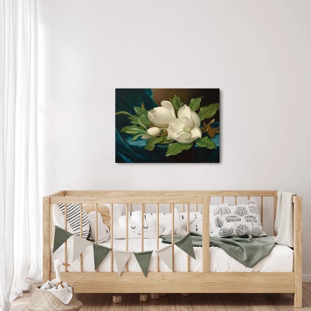 Kép - Martin Johnson Heade, Giant Magnolias on a Blue Velvet Cloth, reprodukciók (70x50 cm)