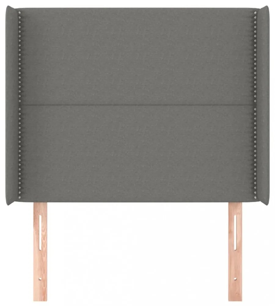 sötétszürke szövet fejtámla szárnyakkal 83x16x118/128 cm
