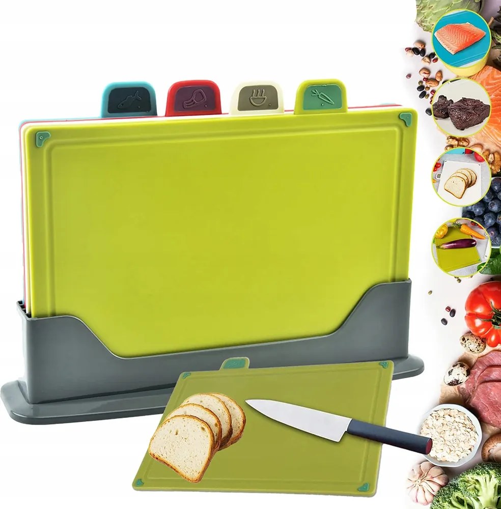 Konyhai vágódeszka Készlet 4 db-os konyhai Vágódeszka műanyag színes