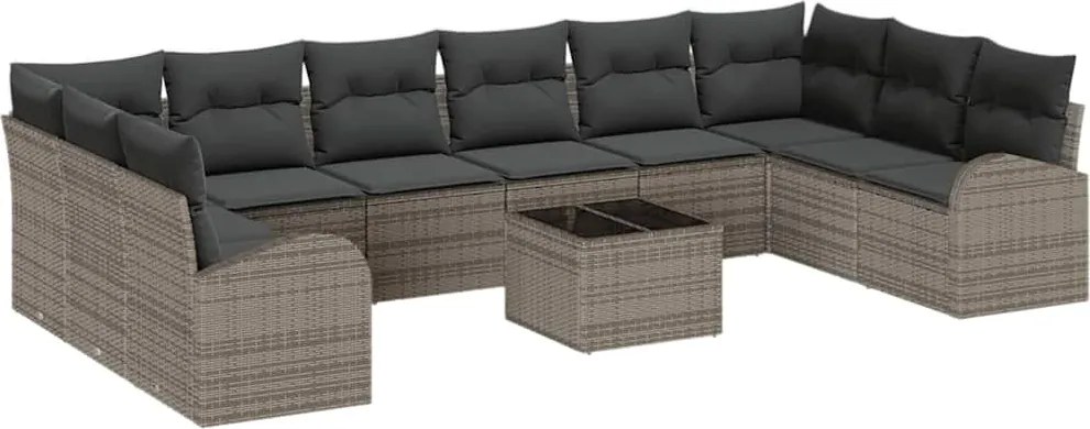vidaXL Kanapé Szett párnával 11 pcs Szürke Polyrattan