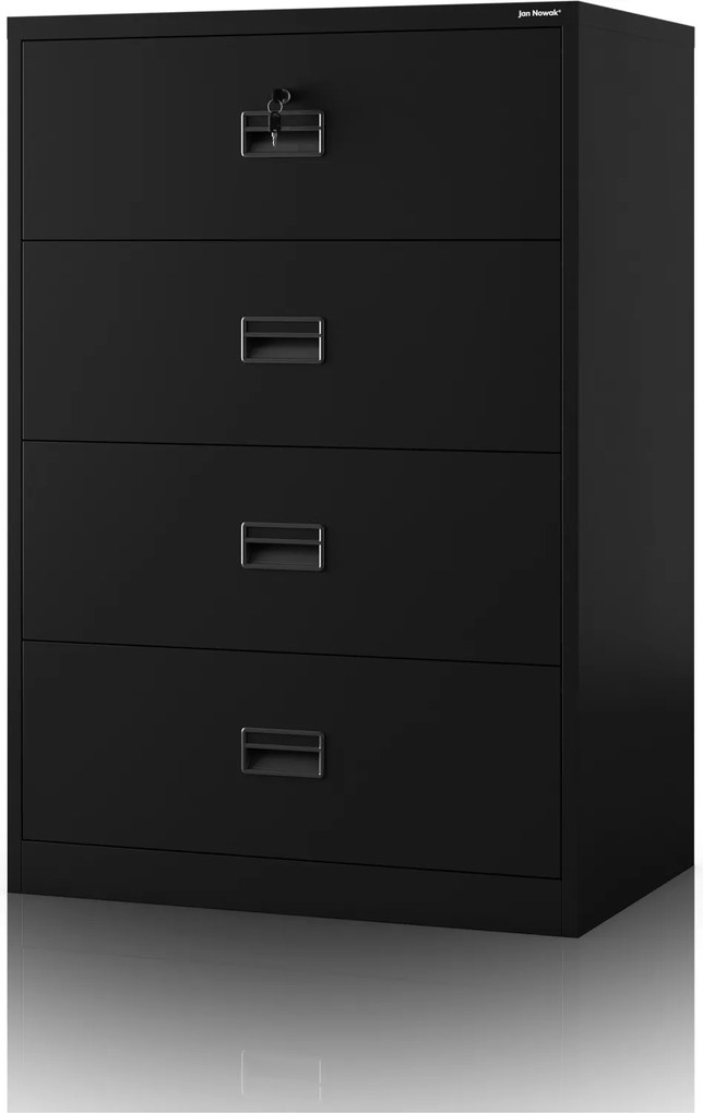 Fekete fém irattartó szekrény: SARA XL V4, 900 x 1320 x 600 mm