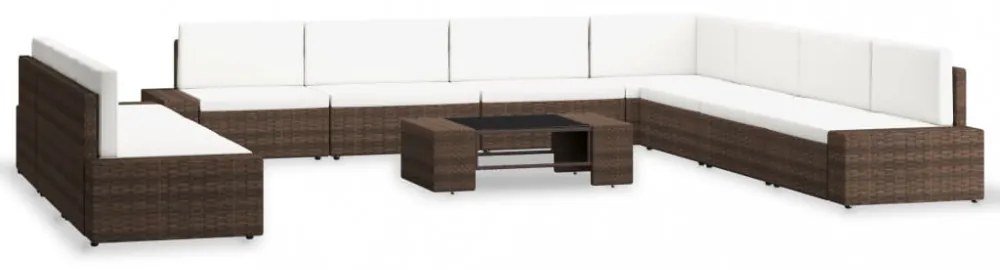 vidaXL 10 részes barna polyrattan kerti ülőgarnitúra