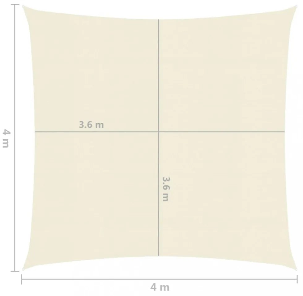krémszínű HDPE napvitorla 160 g/m² 4 x 4 m