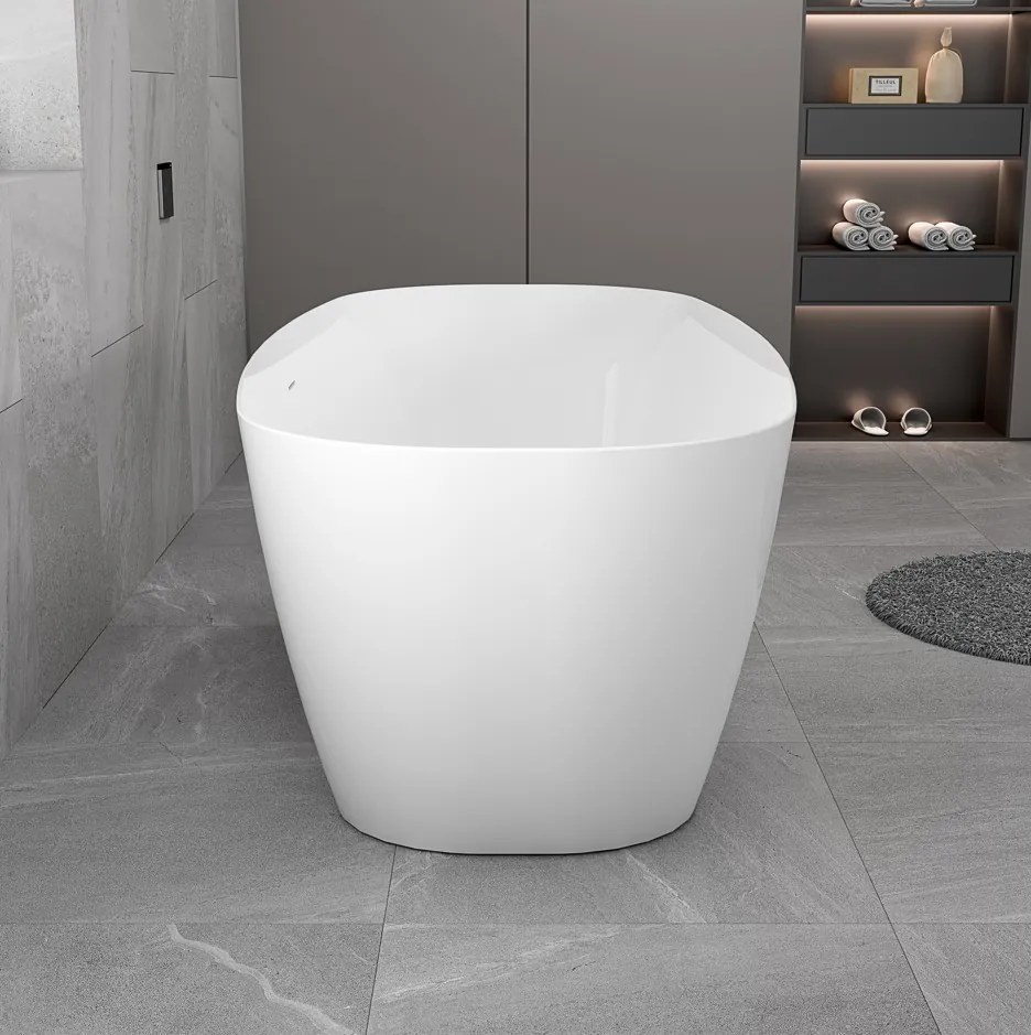 Erga Aspen, szabadon álló kád 170x78 cm + leeresztő csavar, fehér fényes, ERG-ASPEN-170078-WH-WH