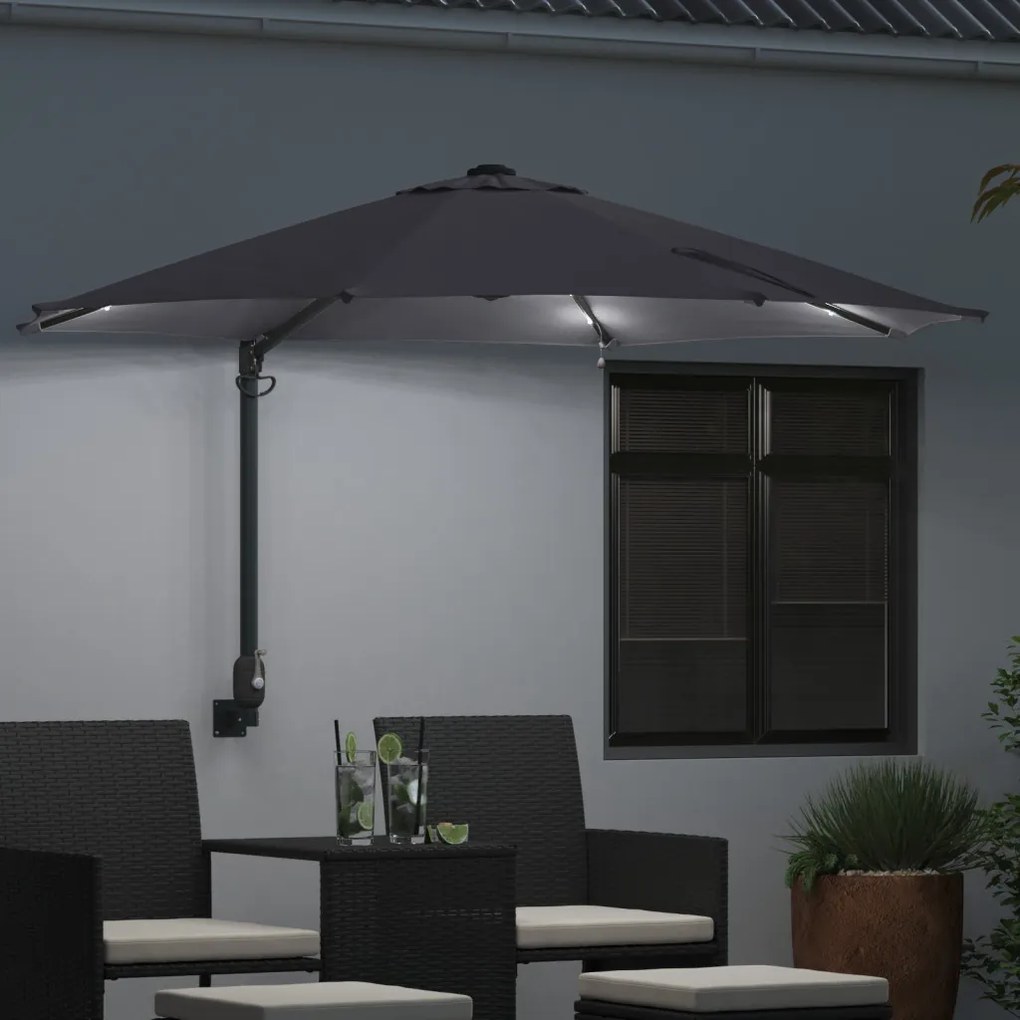 Fali napernyő LED-del Antracit 248 cm