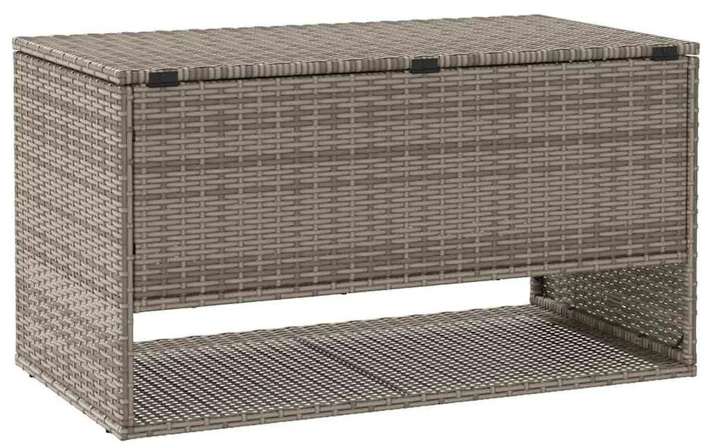 szürke polyrattan kültéri párna doboz 100x55x55,5 cm