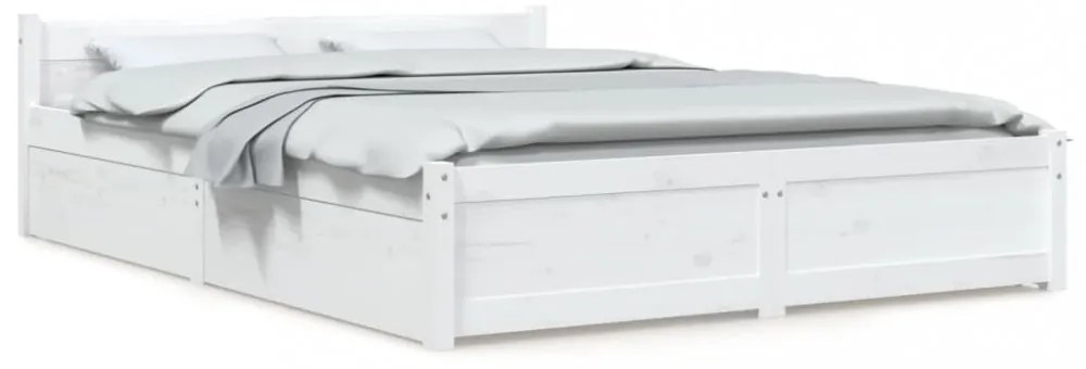 vidaXL fehér ágykeret fiókokkal 120 x 200 cm