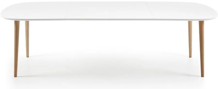 Fehér bővíthető étkezőasztal fehér asztallappal 100x160 cm Oqui – Kave Home