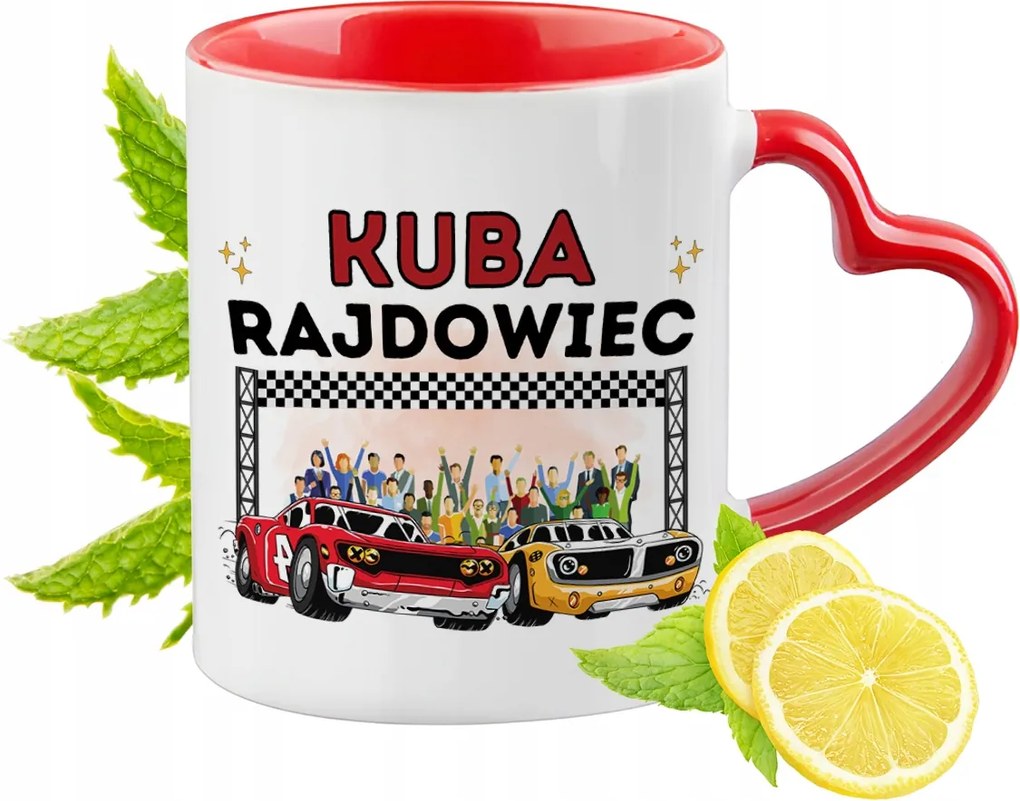 Piros bögre szív alakú füllel Kubának Ajándék