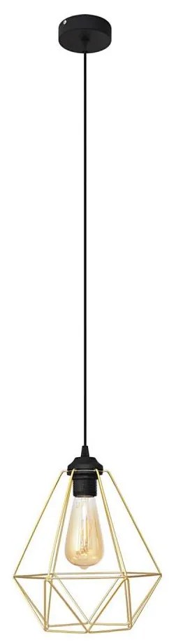 Csillár zsinóron KARO 1xE27/15W/230V arany/fekete