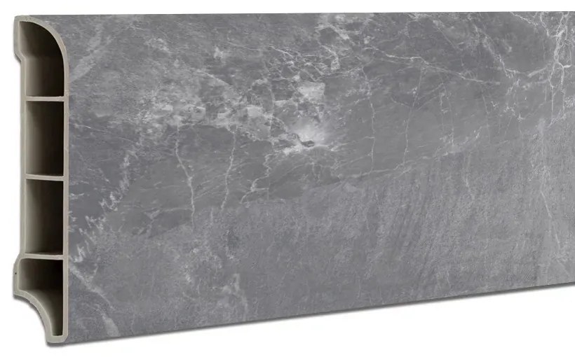 Vinyl SPC padlószegély Fjord márvány mintás sötét szürke 2400x60x12 mm