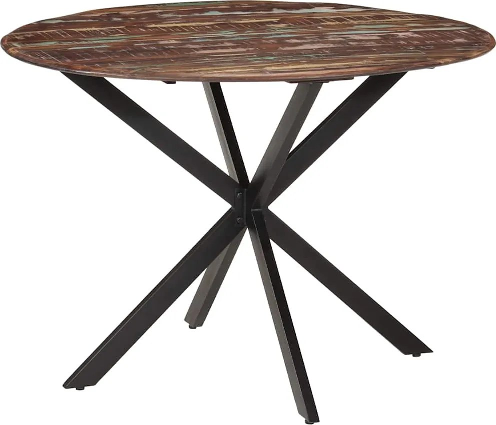 vidaXL tömör újrahasznosított fa és acél étkezőasztal Ø110 x 78 cm