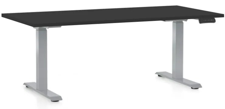 Állítható magasságú asztal OfficeTech D, 160 x 80 cm, szürke alap, fekete