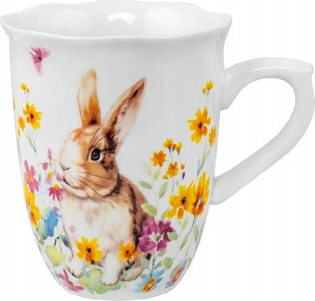 Porcelán bögre 340ml tavaszi húsvéti nyuszi virág